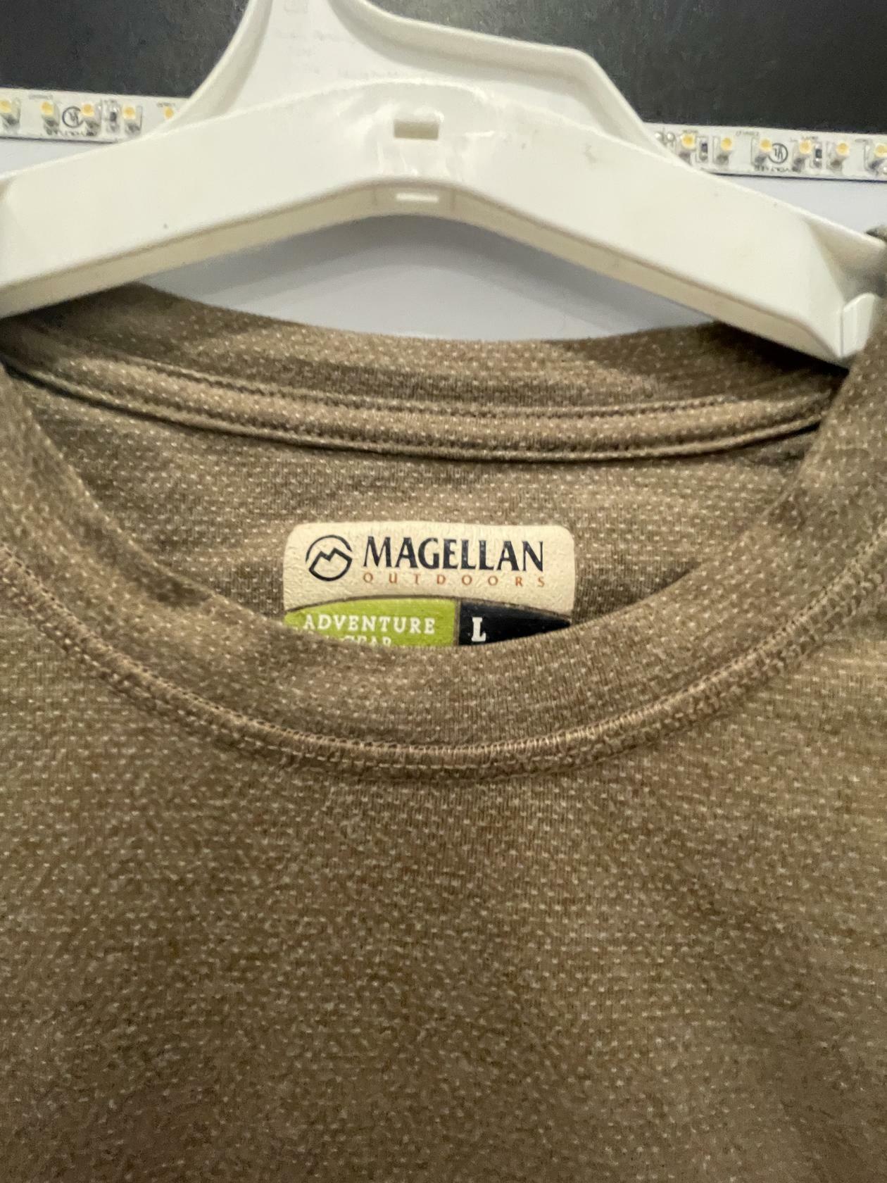 Magellan Outdoor Shirt Men Large Brown Adventure Gear Classic Activewear Top - Very Good