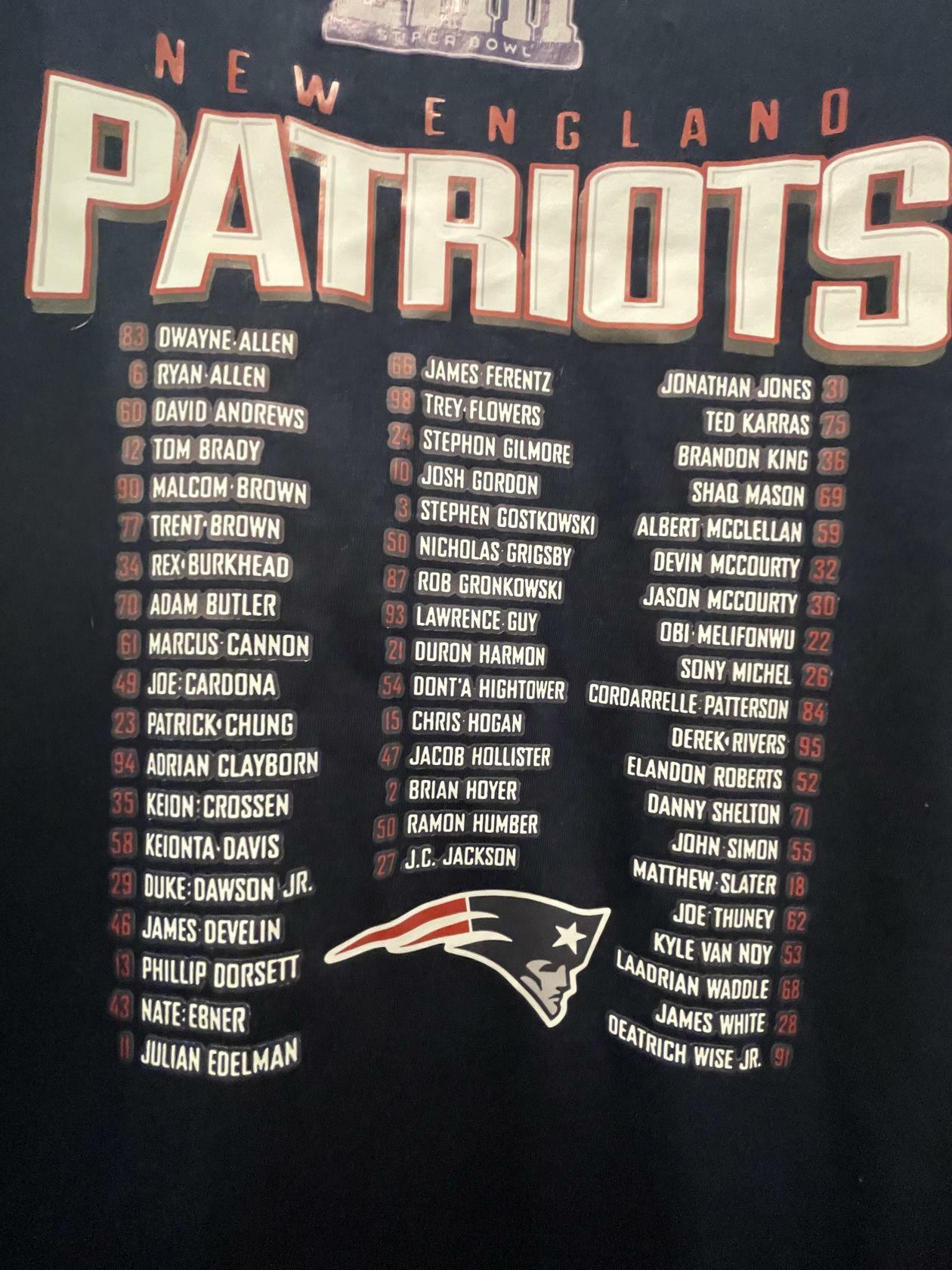 New England Patriots Sz 2XL Mens Fanatics 2018 Conference Champions Roster NFL