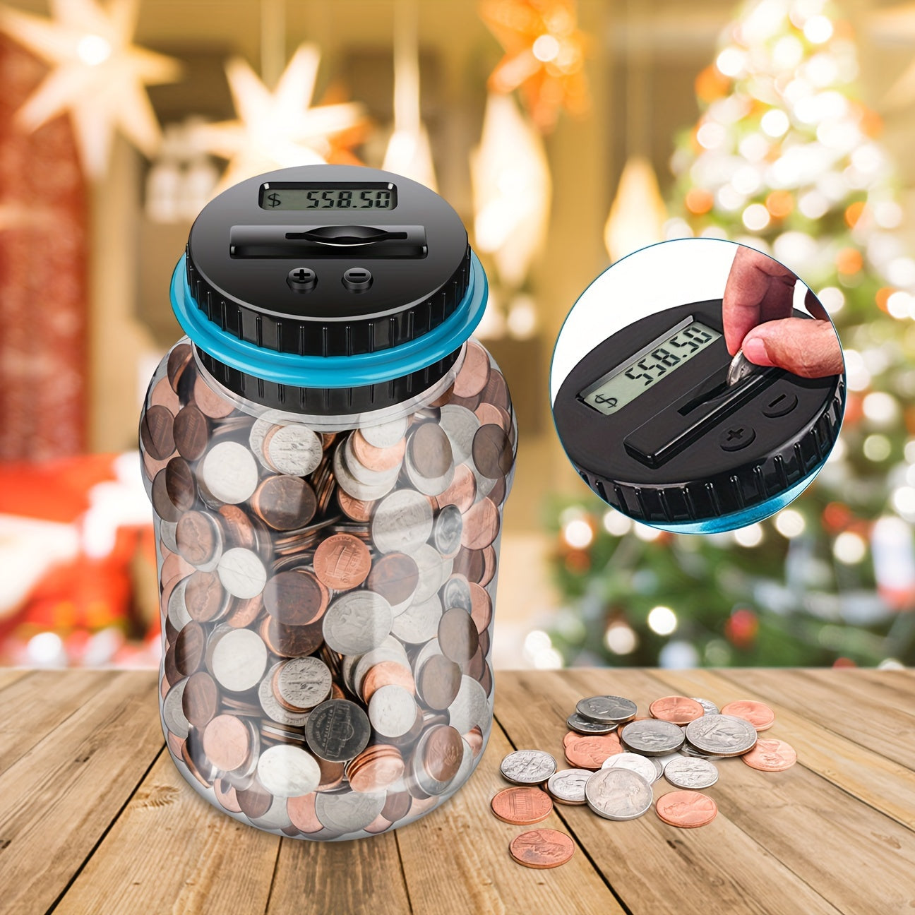 Digital Counting Money Jar: 800+ Coin Capacity, Perfect Kids Piggy Bank Powered By 2AAA Batteries (Not Included), Fits All US Coins! Halloween/Thanksgiving Day/Christmas gift