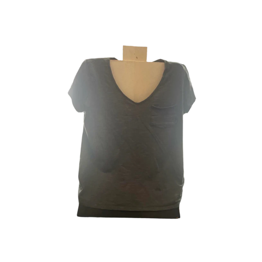 Columbia Womens T-Shirt V-Neck Pocket - Gray - XL - Very Good