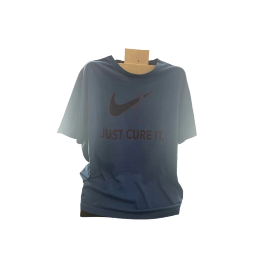 Nike Unisex T-Shirt Just Cure it Cancer Awareness - Blue - Large - Very Good