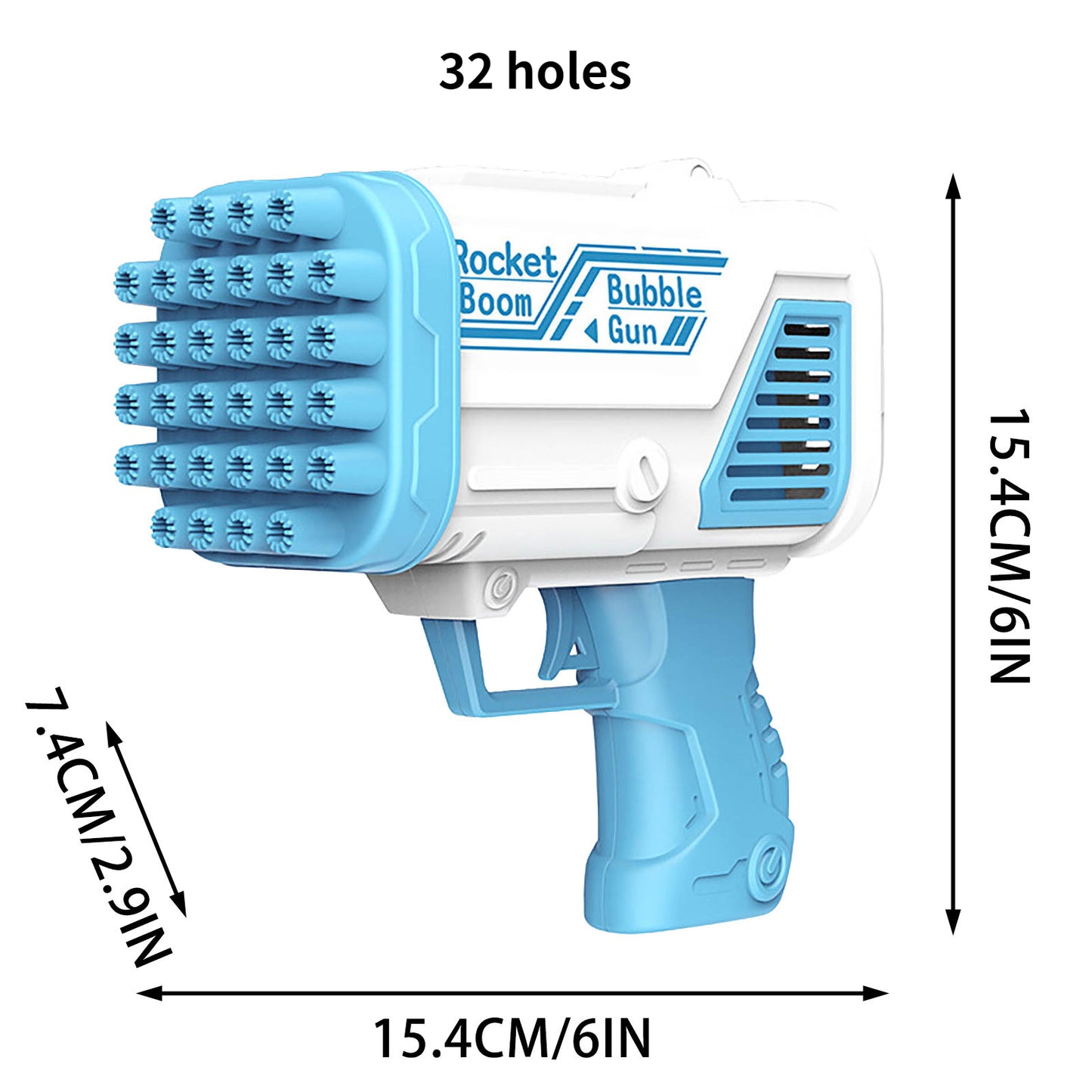 32-hole Electric Automatic Toy Soap Bubble Gun -  Rocket Bubble Machine - Portable, Indoor, Outdoor, Birthday Party, & more