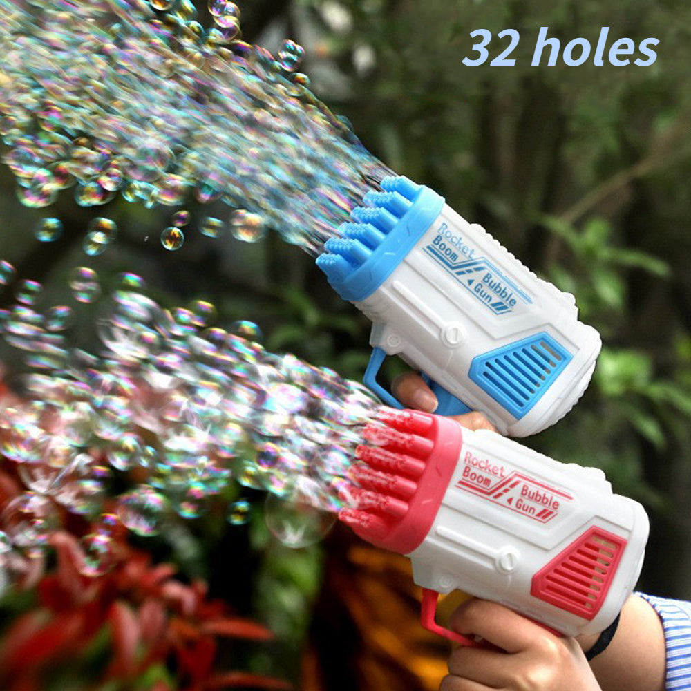 32-hole Electric Automatic Toy Soap Bubble Gun -  Rocket Bubble Machine - Portable, Indoor, Outdoor, Birthday Party, & more