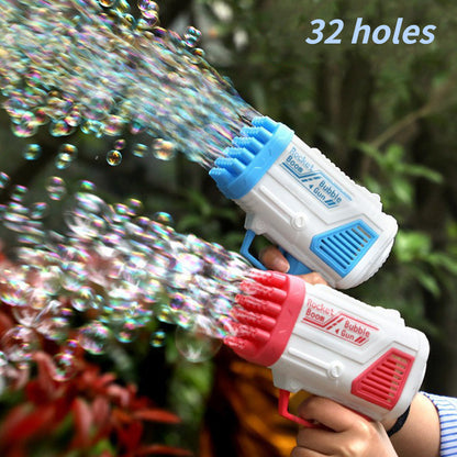 32-hole Electric Automatic Toy Soap Bubble Gun -  Rocket Bubble Machine - Portable, Indoor, Outdoor, Birthday Party, & more