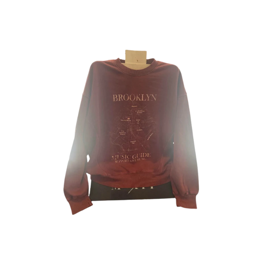Arizona Unisex Sweater Graphic Brooklyn Map Music Uniquely Dyed - Red - Large - Like New