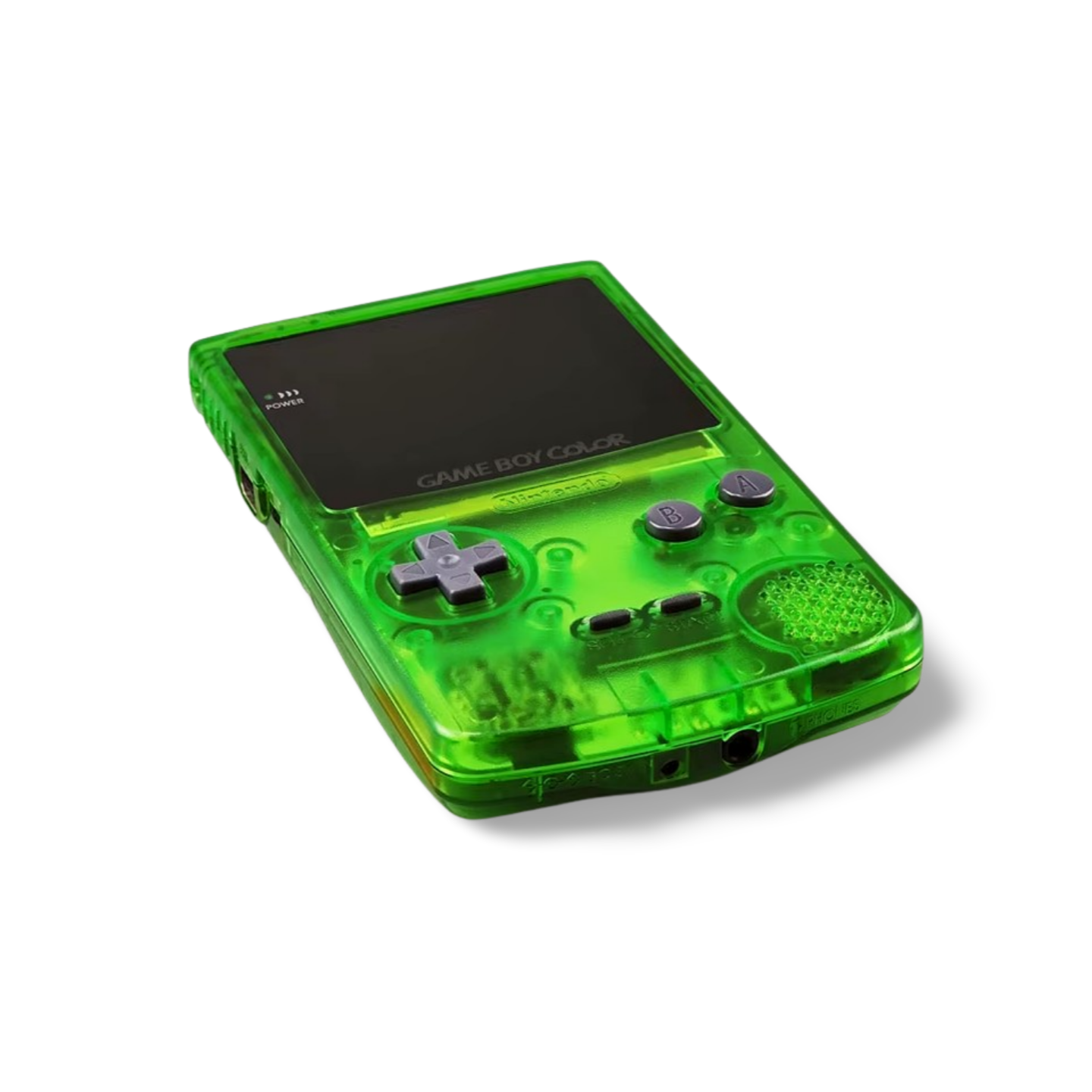 Nintendo Game Boy Color Console Transparent Green Limited Edition Custom Backlit Enhanced IPS Screen Mod High Resolution