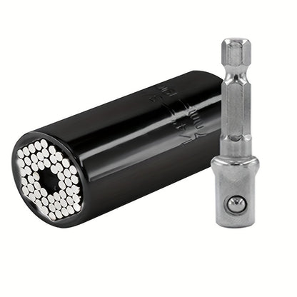Universal Socket Wrench with Adapter - Fits Standard from 1/4"-3/4", Fits Metric 7-19mm, Professional Sockets, Portable Tools, Multi-function Wrench, Chrome Steel Adapter