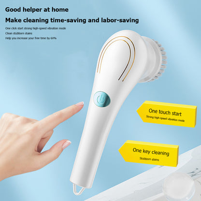 Potente y eficiente limpiador de mano multifuncional para cocina: Juego de cepillos para fregar y taladrar con 5 cabezales