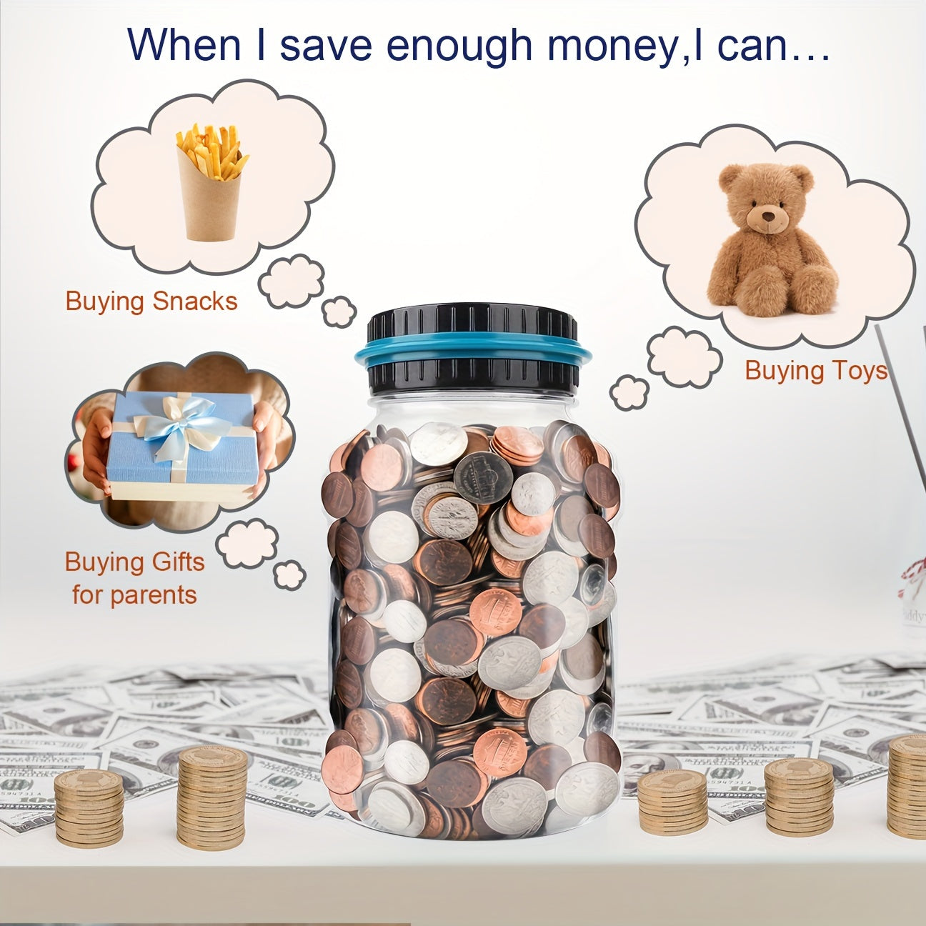 Digital Counting Money Jar: 800+ Coin Capacity, Perfect Kids Piggy Bank Powered By 2AAA Batteries (Not Included), Fits All US Coins! Halloween/Thanksgiving Day/Christmas gift