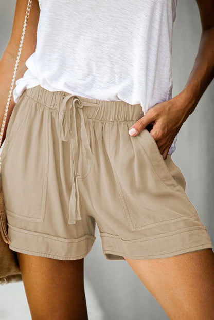 Casual High Wasted Summer Stretch Front Tie Shorts