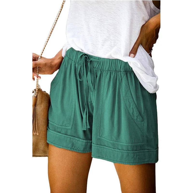 Casual High Wasted Summer Stretch Front Tie Shorts