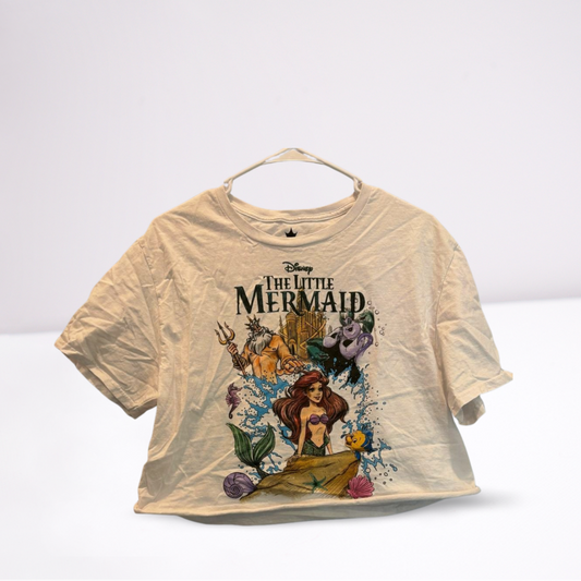 Womens Disney Crop Top Size Large White, Multi-Color