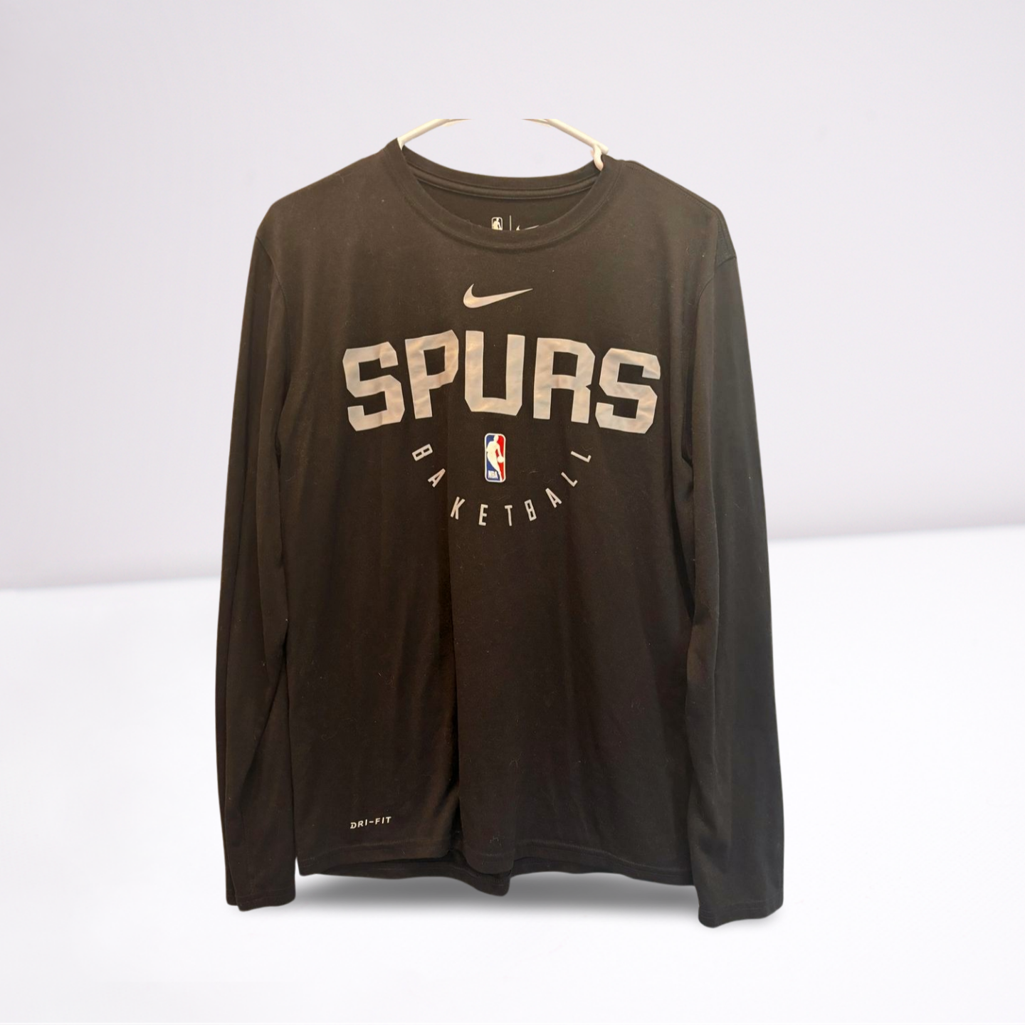 Mens Nike San Antonio Spurs Long Sleeve Active Shirt Size Medium Black, Gray