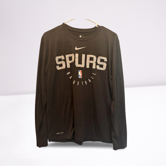 Mens Nike San Antonio Spurs Long Sleeve Active Shirt Size Medium Black, Gray