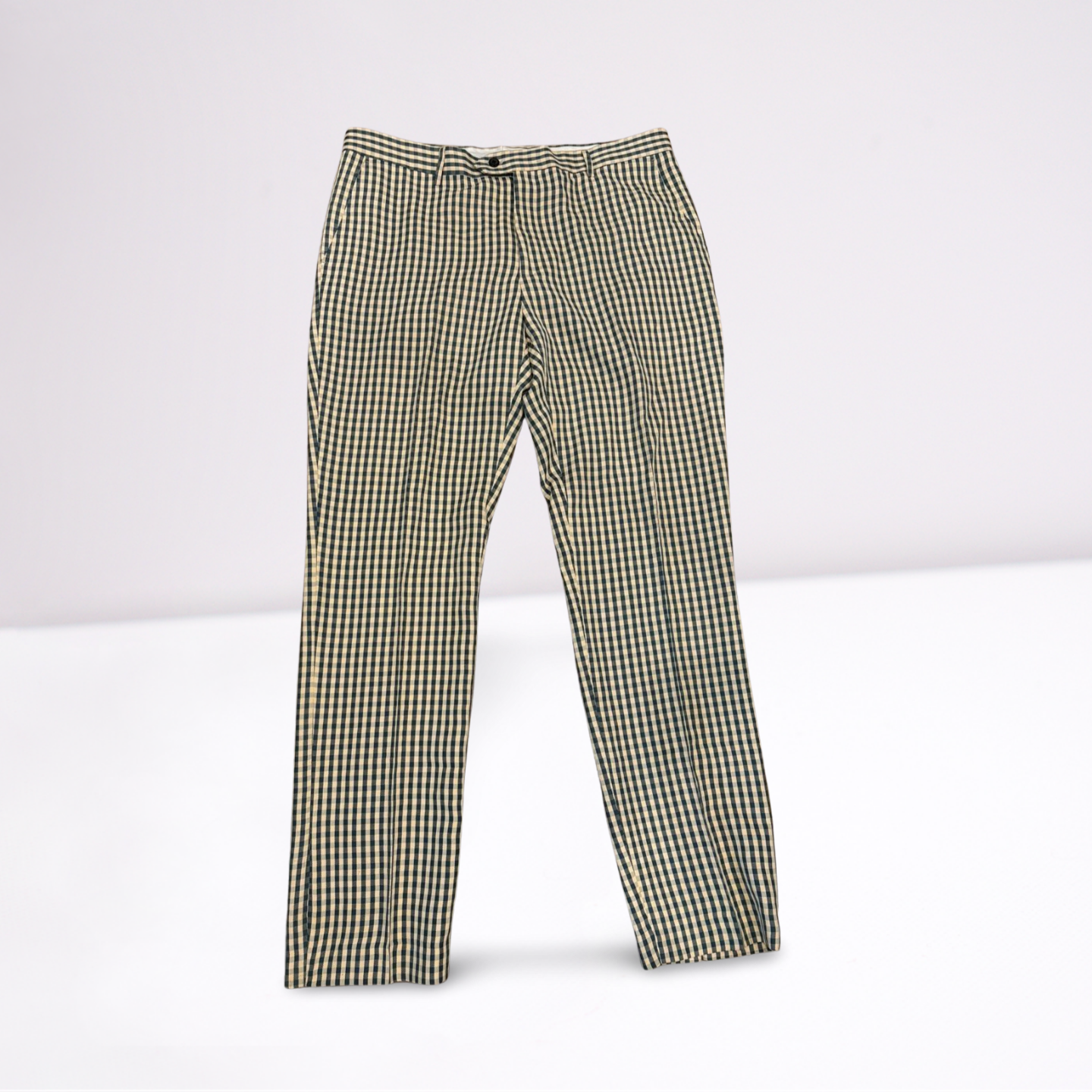 Mens Kent & Park Dress Pant Size 38x32 Slate Blue, White Striped, Plaid