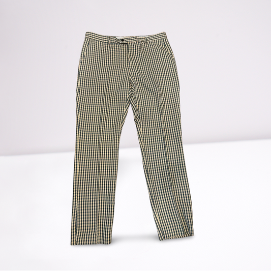 Mens Kent & Park Dress Pant Size 38x32 Slate Blue, White Striped, Plaid
