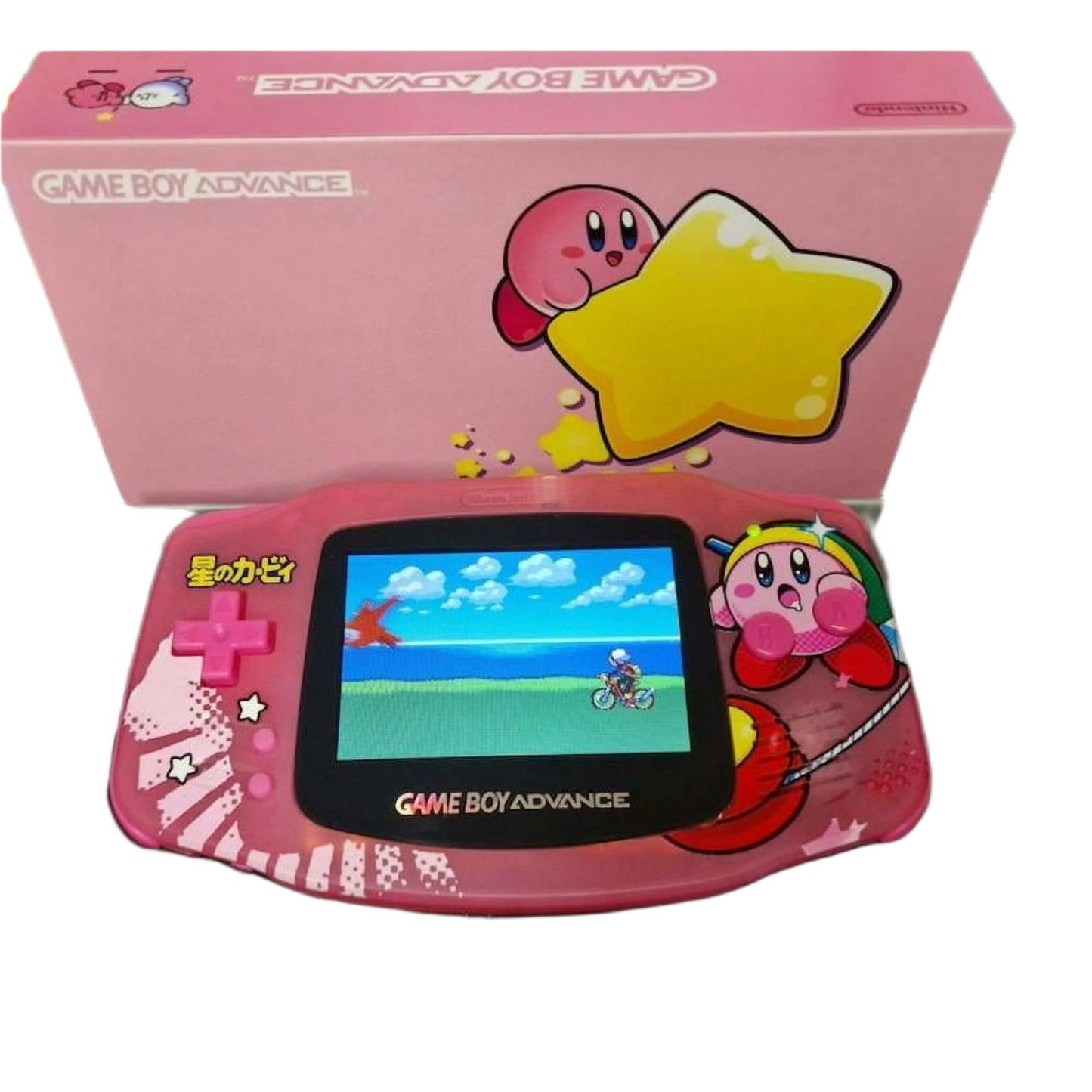 Nintendo Game Boy Advance Transparent Pink Kirby Edition Video Game Console - Custom Refurb Enhanced
