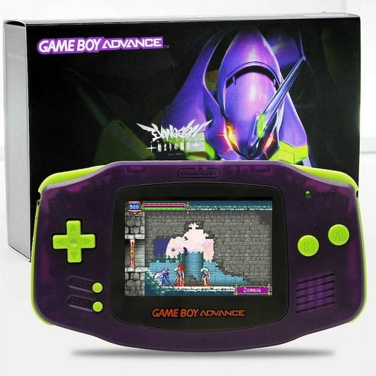 Nintendo Game Boy Advance Purple/Green Neon Genesis Evangelion Edition Video Game Console - Custom Refurb Enhanced
