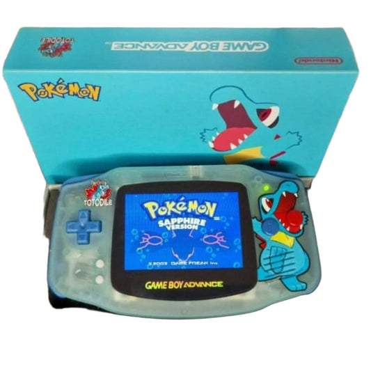 Nintendo Game Boy Advance Blue Pokemon Totodile Video Game Console - Custom Refurb Enhanced