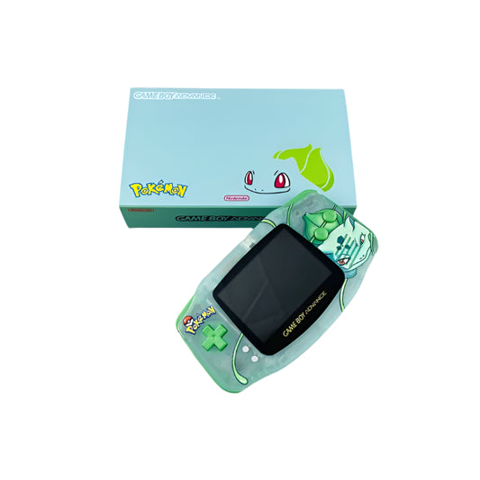 Nintendo Gameboy Advance Bulbasaur Transparent Green Video Game Console - Custom Refurb Enhanced