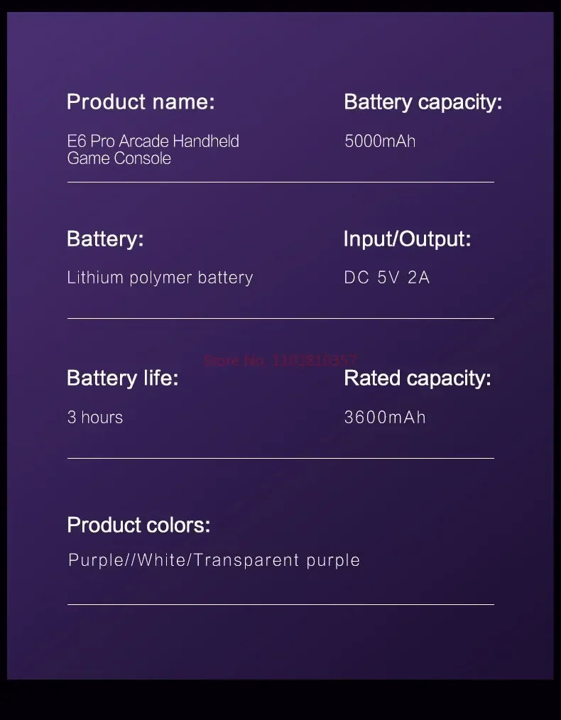 E6 Plus Handheld Rk3566 Dual System Game Console 5.0-Inch Touch Screen Emulator Purple Green