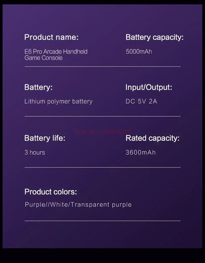 E6 Plus Handheld Rk3566 Dual System Game Console 5.0-Inch Touch Screen Emulator Purple Green