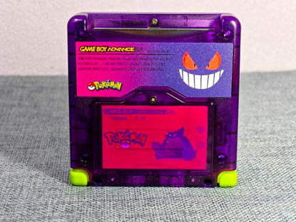 Nintendo Game Boy Advance SP Custom Console Transparent Purple Pokemon Edition Custom Backlit Enhanced IPS Screen Mod High Resolution