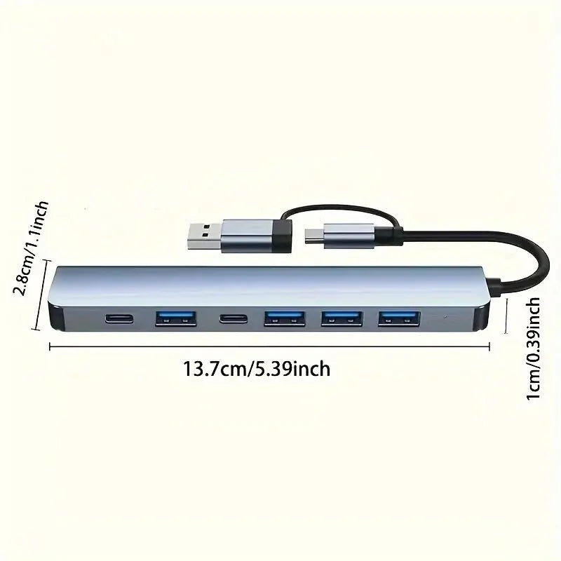 7 in 1 Multiport USB-C Hub Type C To USB 3.0 2.0 Multi-hub Dock Splitter Adapter