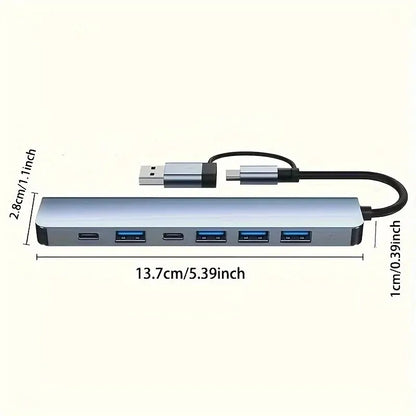 7 in 1 Multiport USB-C Hub Type C To USB 3.0 2.0 Multi-hub Dock Splitter Adapter