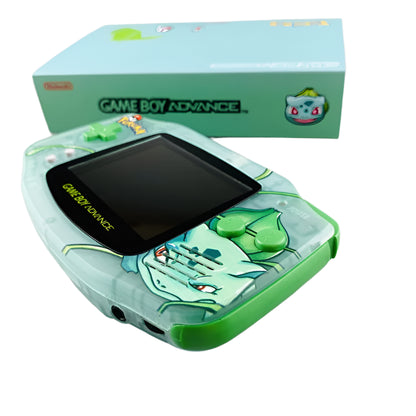 Nintendo Gameboy Advance Bulbasaur Transparent Green Video Game Console - Custom Refurb Enhanced
