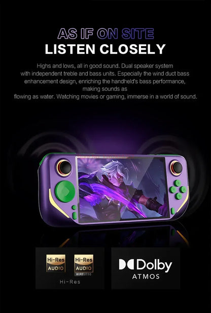 E6 Plus Handheld Rk3566 Dual System Game Console 5.0-Inch Touch Screen Emulator Purple Green