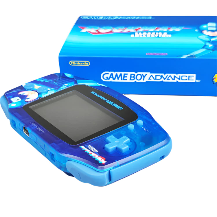 Nintendo Game Boy Advance Blue Megaman Rockman Edition Video Game Console - Custom Refurb Enhanced