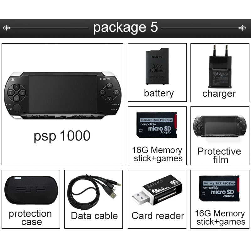 Sony PSP Video Game Console PSP 1000 16GB Playstation Portable w/ Games, Case, & more