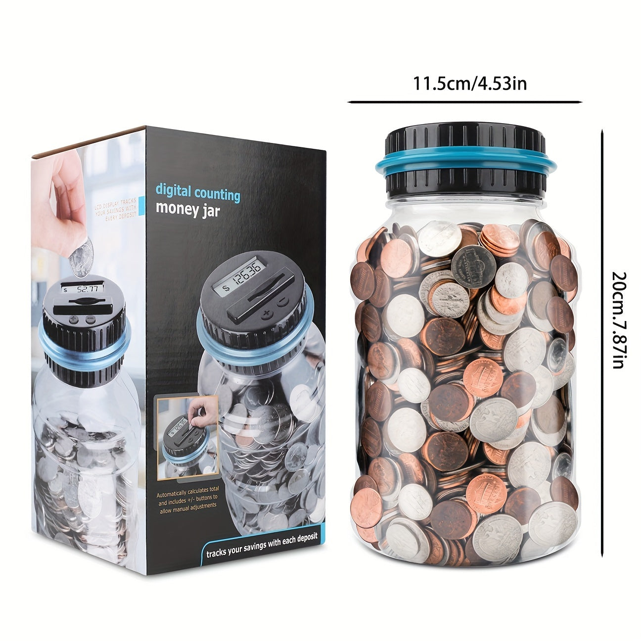 Digital Counting Money Jar: 800+ Coin Capacity, Perfect Kids Piggy Bank Powered By 2AAA Batteries (Not Included), Fits All US Coins! Halloween/Thanksgiving Day/Christmas gift