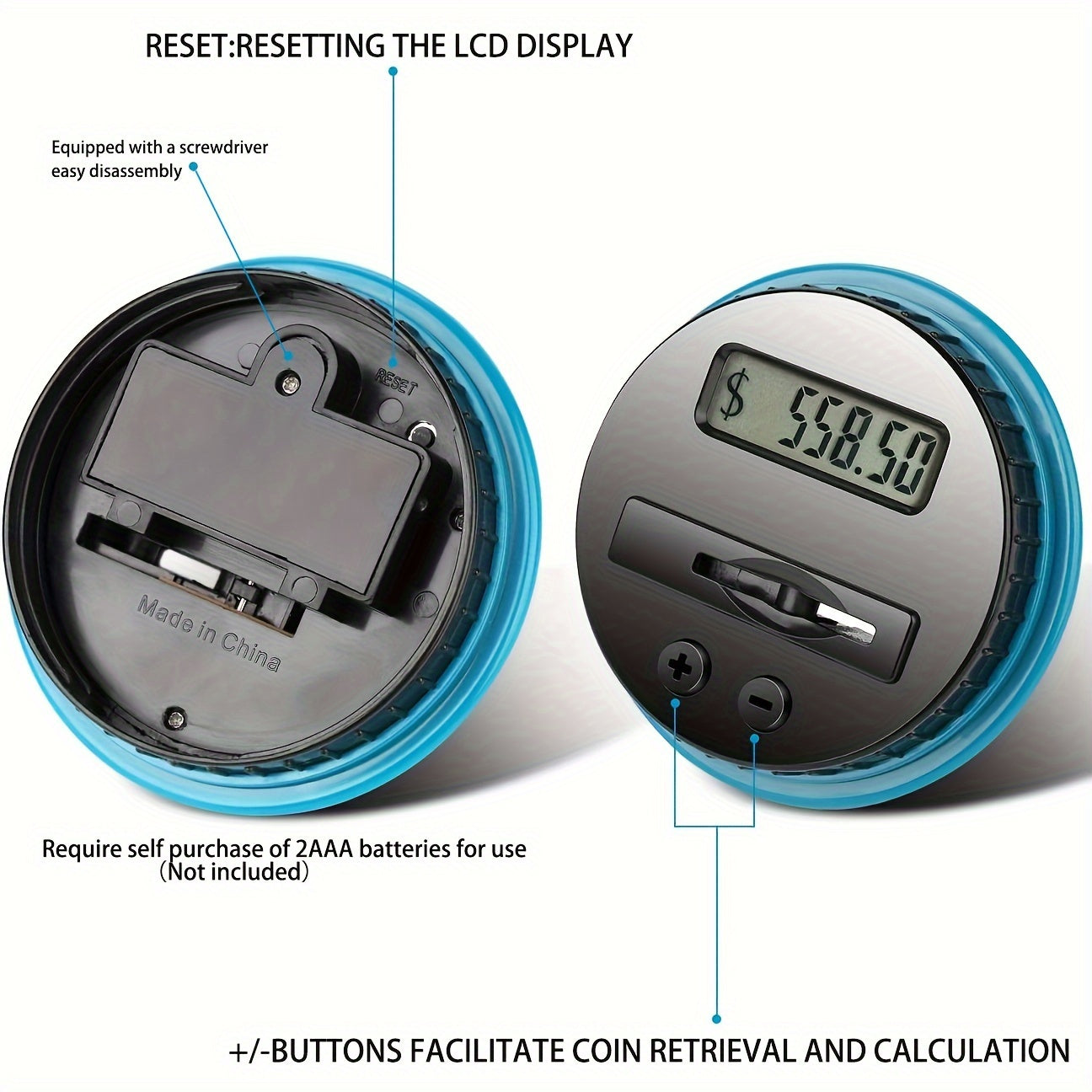 Digital Counting Money Jar: 800+ Coin Capacity, Perfect Kids Piggy Bank Powered By 2AAA Batteries (Not Included), Fits All US Coins! Halloween/Thanksgiving Day/Christmas gift