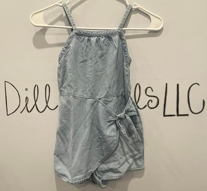 Wonder Nation Denim Jean Romper Little Girls Size XS 4-5 Dress Outift - Like New