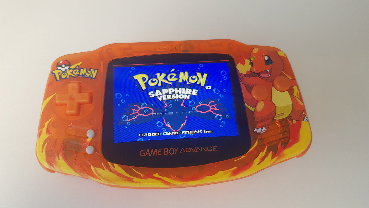 Nintendo Game Boy Advance Orange Pokemon Charmander Edition Video Game Console - Custom Refurb Enhanced