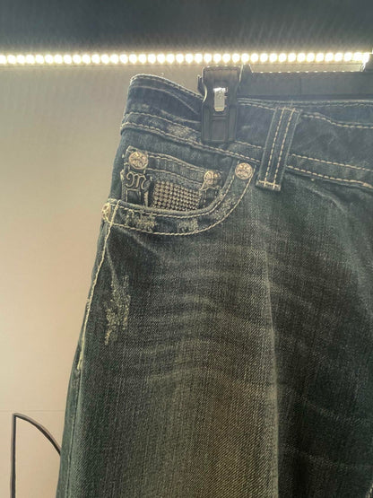 MISS ME JP5001BC Embellished Bling Flap Distressed Jeans Boot Cut size 31 - Very Good