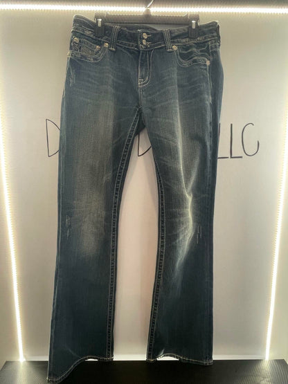 MISS ME JP5001BC Embellished Bling Flap Distressed Jeans Boot Cut size 31 - Very Good