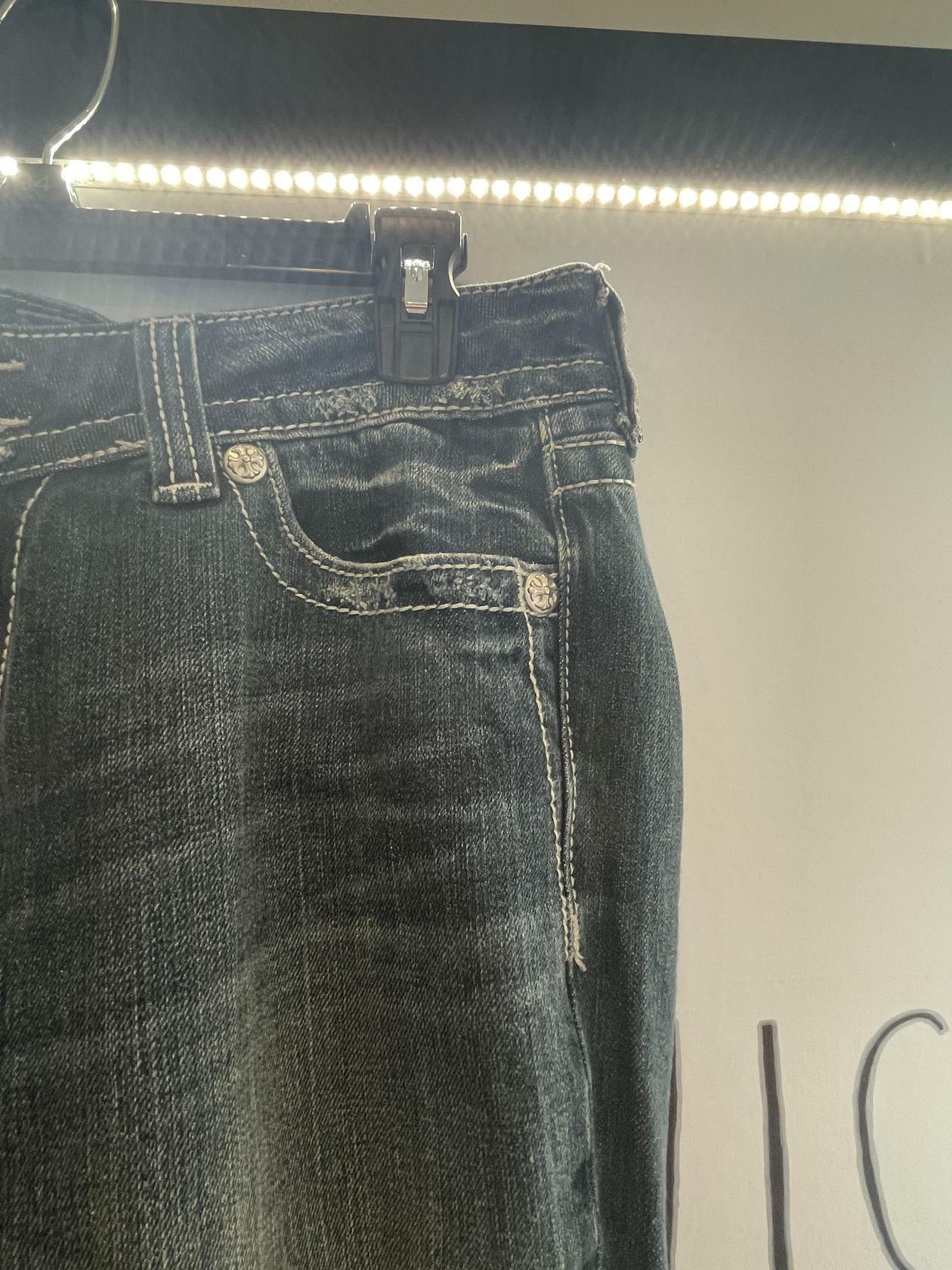 MISS ME JP5001BC Embellished Bling Flap Distressed Jeans Boot Cut size 31 - Very Good