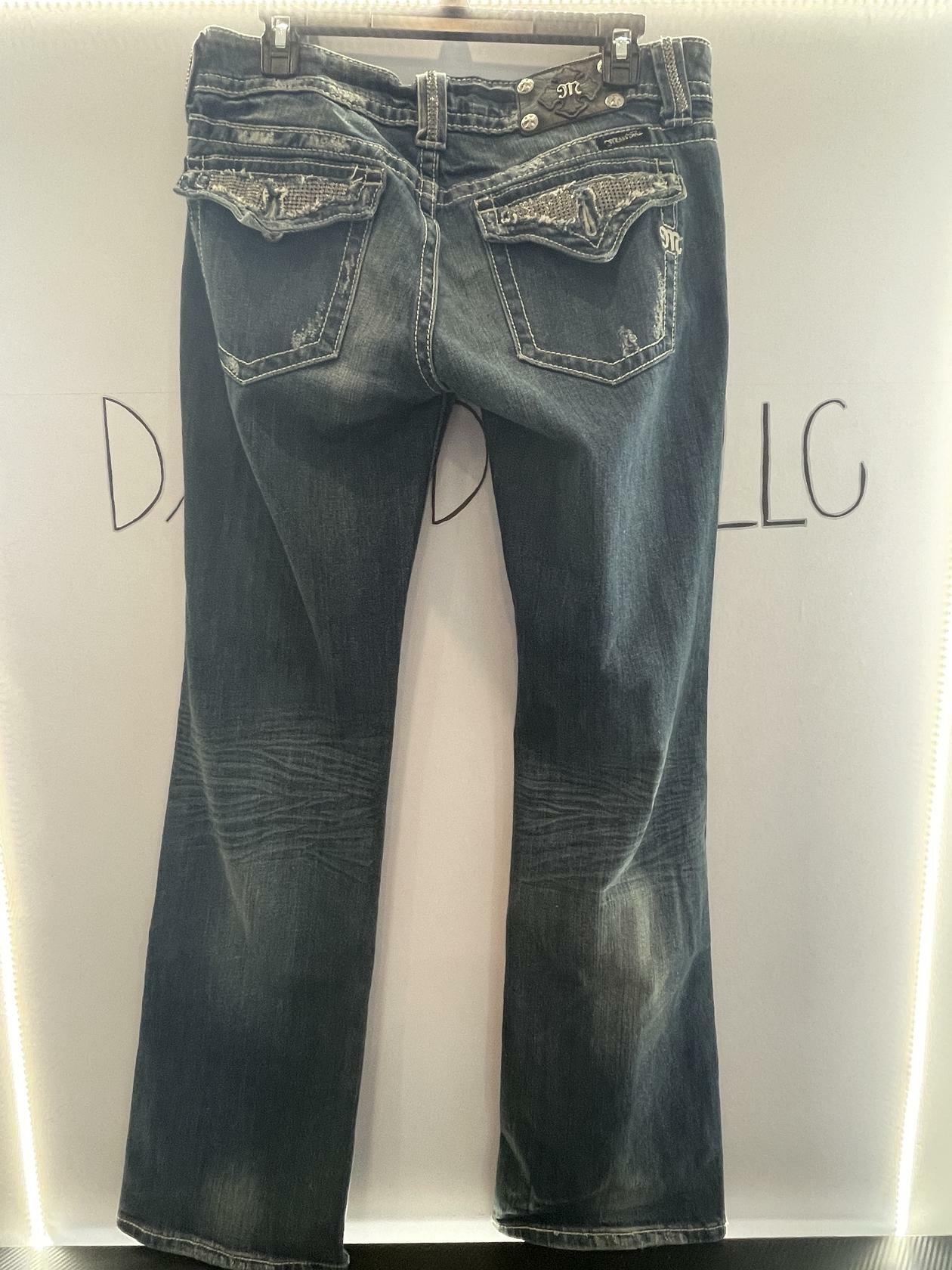 MISS ME JP5001BC Embellished Bling Flap Distressed Jeans Boot Cut size 31 - Very Good