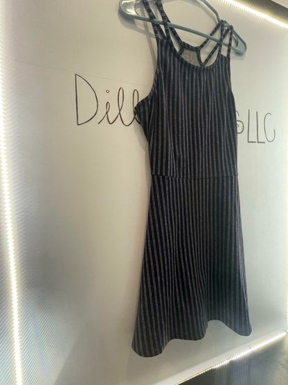 Derek Heart Womens Navy blue Long Striped Sleeveless Maxi Dress Size Large Strap - Very Good