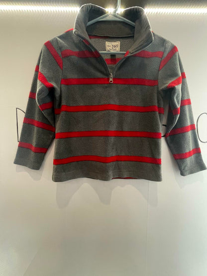 Place Est 1989 Finest Quality Boys Gray/Red Striped Pullover Zipper Sz 5/6 - Very Good