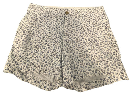 Old Navy Womens Shorts Size 4 White Blue Floral Belt Pockets Summer Shorts - Very Good
