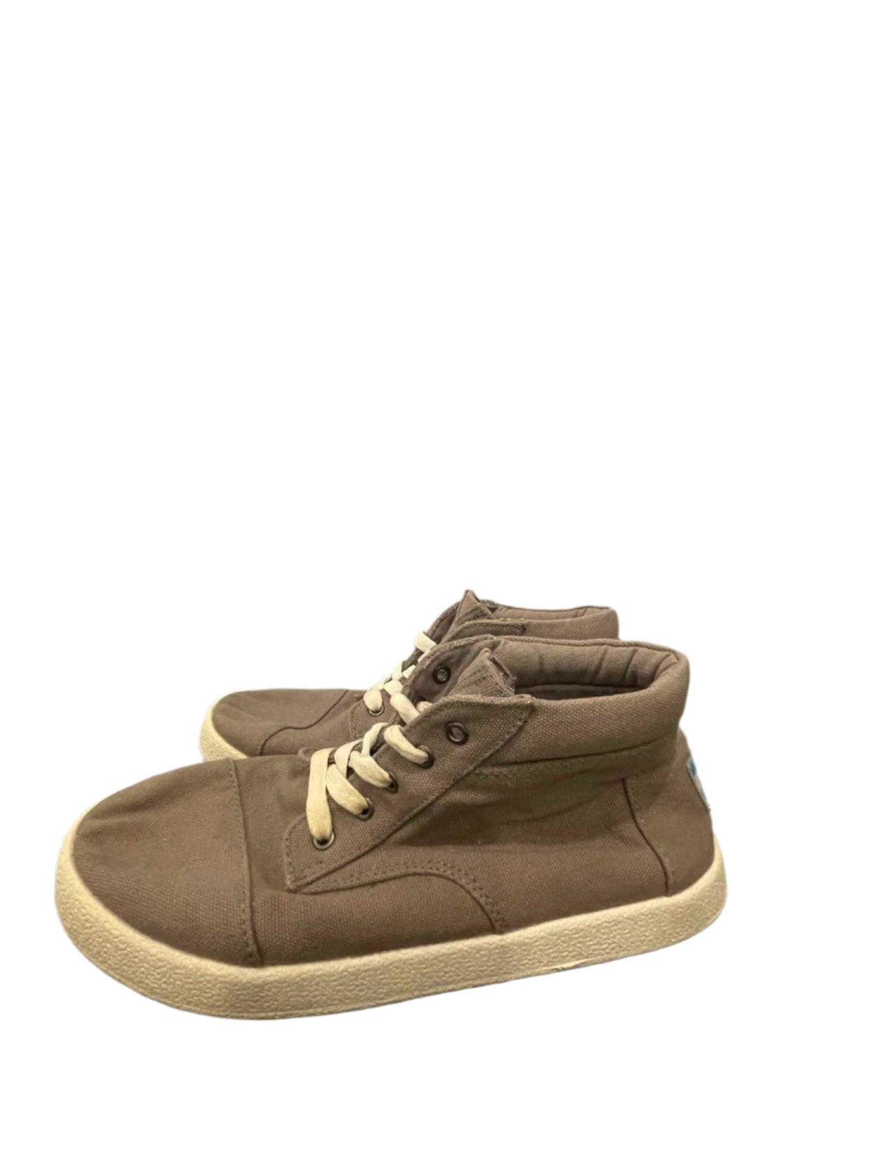 TOMS Kids Paseo Gray Canvas High Top Lace Up Shoes Youth Size Y3 - Very Good