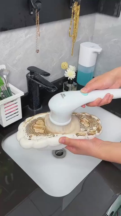 Potente y eficiente limpiador de mano multifuncional para cocina: Juego de cepillos para fregar y taladrar con 5 cabezales