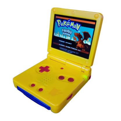 Nintendo Nintendo Game Boy Advance SP Custom Console Pokemon Themed Pikachu Edition Custom Backlit Enhanced IPS Screen Mod High Resolution Yellow Video Game Console - Custom Refurb Enhanced