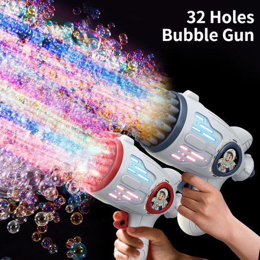 32-hole Electric Automatic Toy Soap Bubble Gun -  Rocket Bubble Machine - Portable, Indoor, Outdoor, Birthday Party, & more